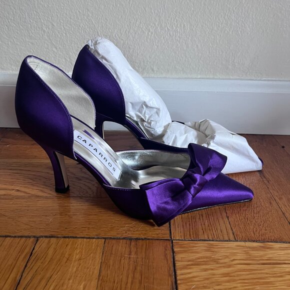 Caparros Purple Satin Bow Pointed Toe Heels – Size 5B – New, Never Worn - Picture 5 of 5
